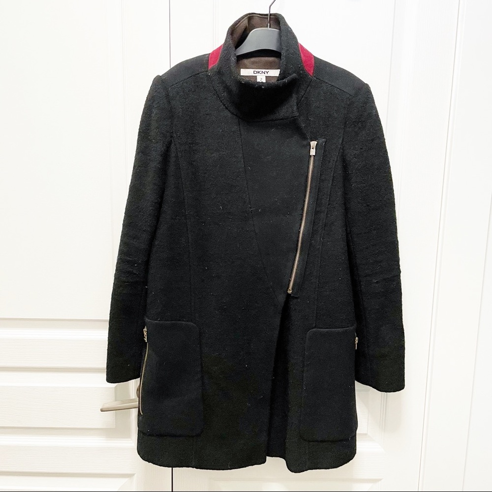 💗 DKNY Women’s Black Wool Blend Coat
